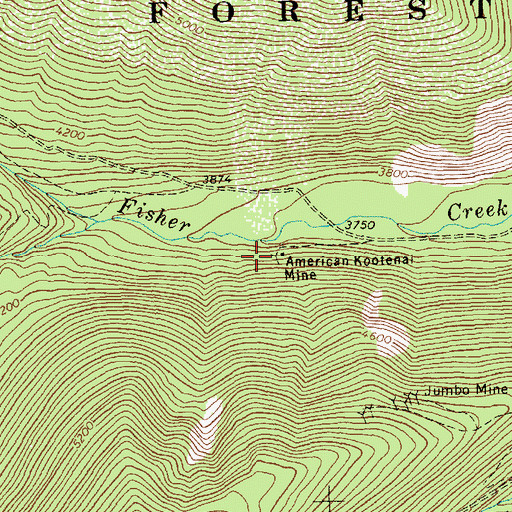 Topographic Map of American Kootenai Mine, MT