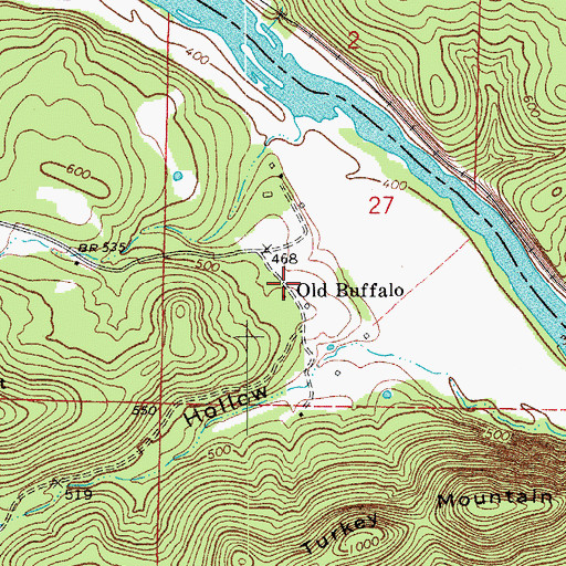 Topographic Map of Old Buffalo, AR