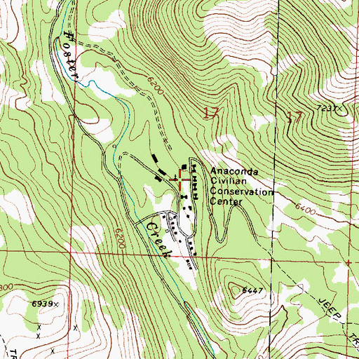 Topographic Map of Anaconda Civilan Conservation Center, MT