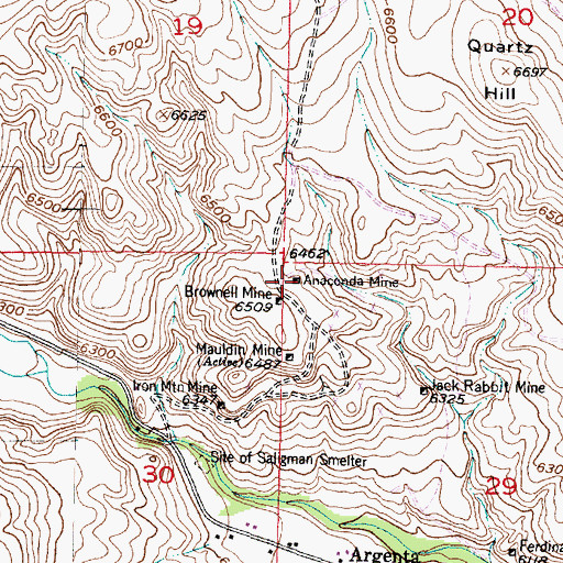 Topographic Map of Anaconda Mine, MT