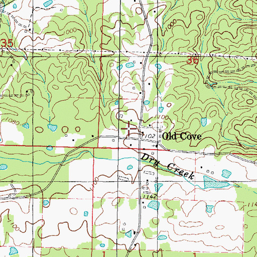 Topographic Map of Old Cove, AR