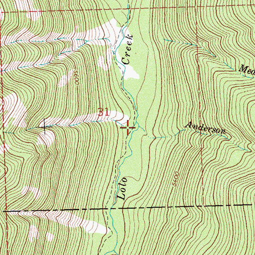 Topographic Map of Anderson Creek, MT