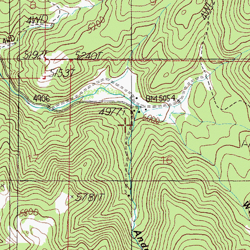 Topographic Map of Anderson Gulch, MT