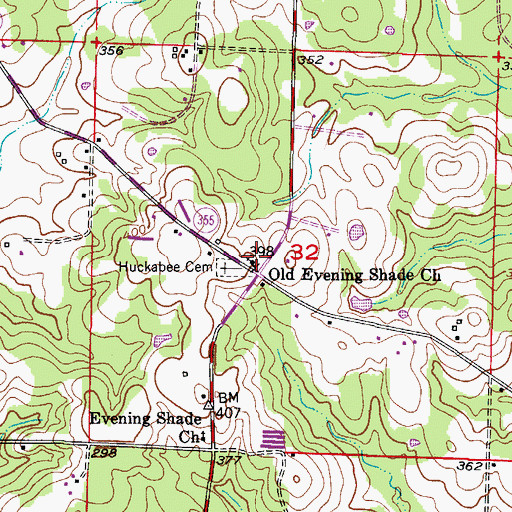 Topographic Map of Old Evening Shade Church, AR