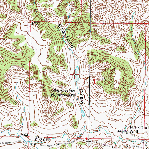Topographic Map of Anderson Reservoir, MT