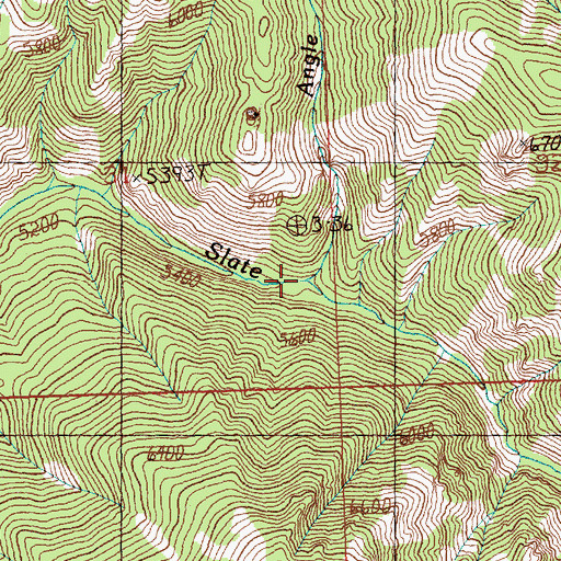 Topographic Map of Angle Creek, MT