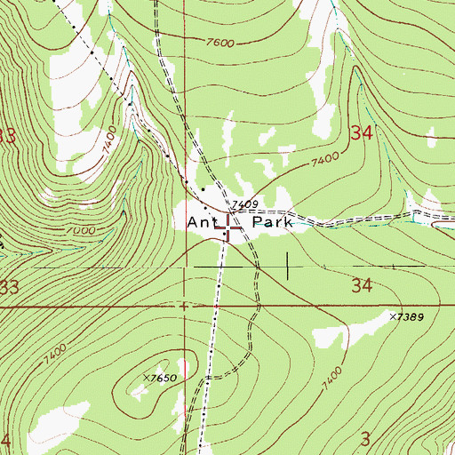 Topographic Map of Ant Park, MT