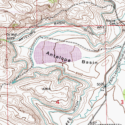 Topographic Map of Antelope Basin, MT