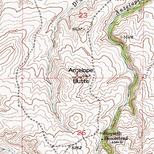 Topographic Map of Antelope Butte, MT
