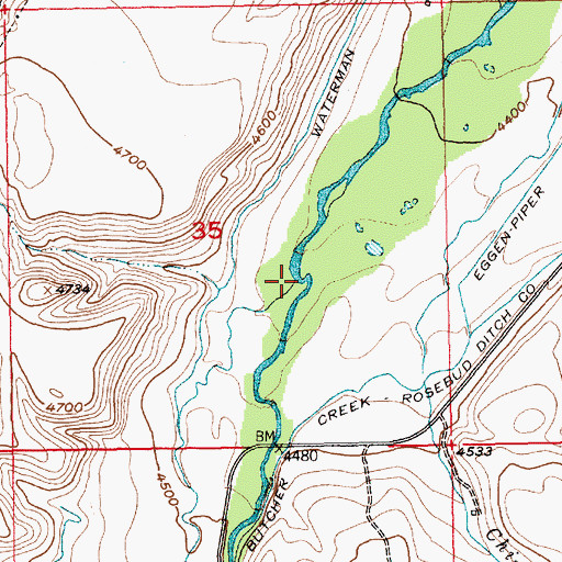 Topographic Map of Antelope Creek, MT