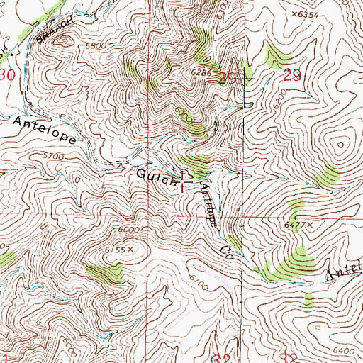Topographic Map of Antelope Creek, MT