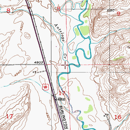 Topographic Map of Antelope Creek, MT