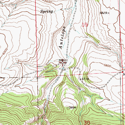 Topographic Map of Antelope Gorge, MT