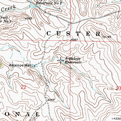 Topographic Map of Antelope Reservoir, MT