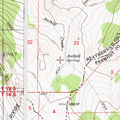 Topographic Map of Anthill Spring, MT