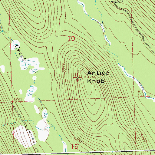 Topographic Map of Antice Knob, MT