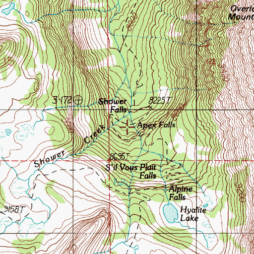 Topographic Map of Apex Falls, MT