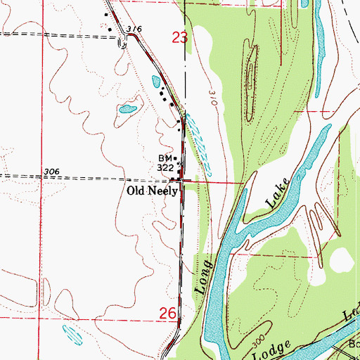 Topographic Map of Old Neely, AR