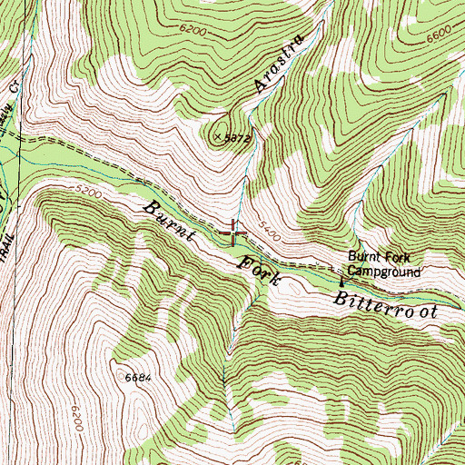 Topographic Map of Arastra Creek, MT