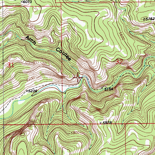 Topographic Map of Arch Coulee, MT