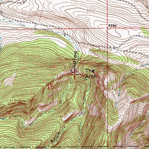 Topographic Map of Arch Coulee, MT