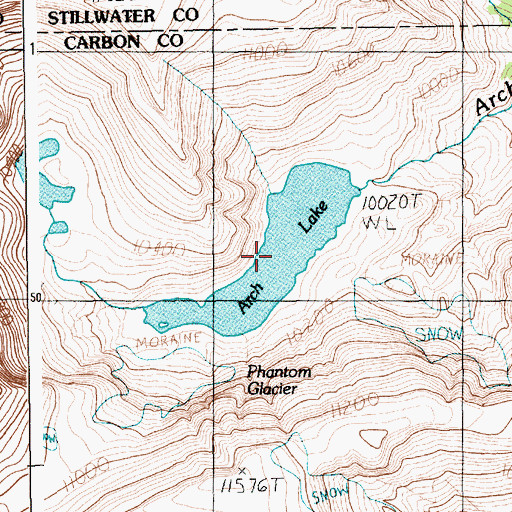 Topographic Map of Arch Lake, MT