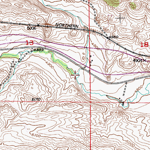 Topographic Map of Area Creek, MT