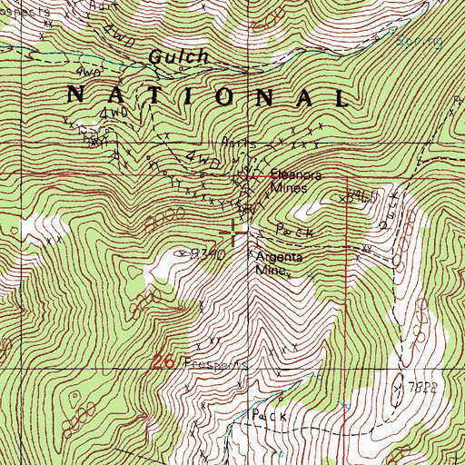 Topographic Map of Argenta Mine, MT