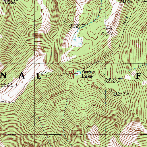 Topographic Map of Arrow Lake, MT
