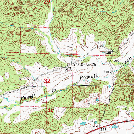Topographic Map of Old Union Church of Christ, AR