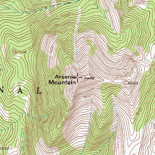 Topographic Map of Arsenic Mountain, MT