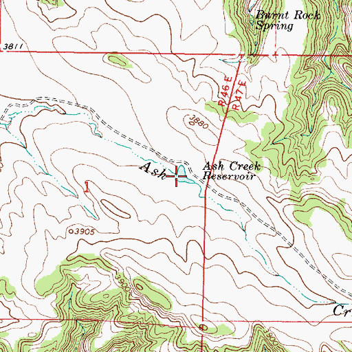 Topographic Map of Ash Creek Reservoir, MT