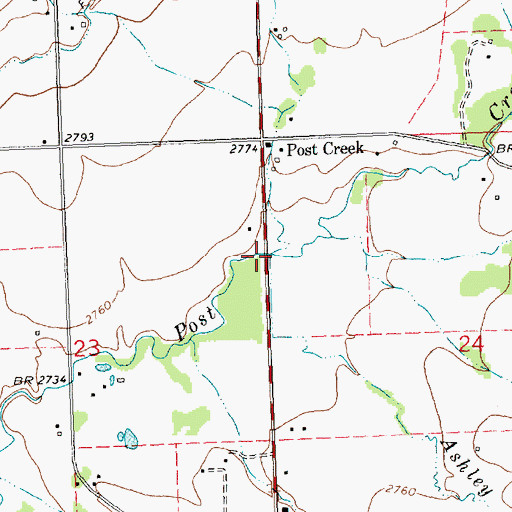 Topographic Map of Ashley Creek, MT