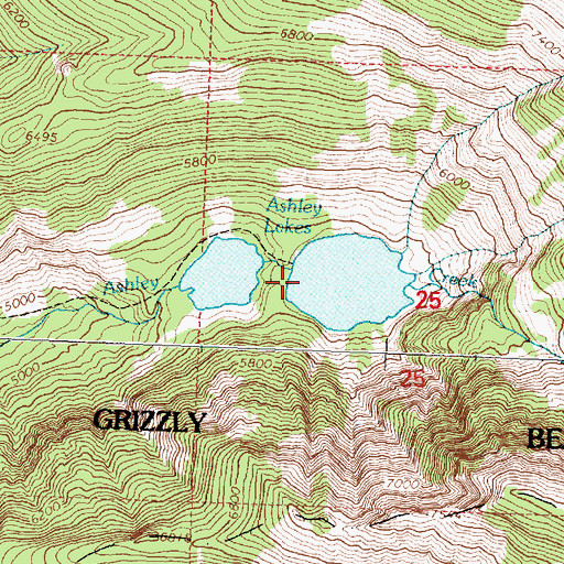 Topographic Map of Ashley Lakes, MT