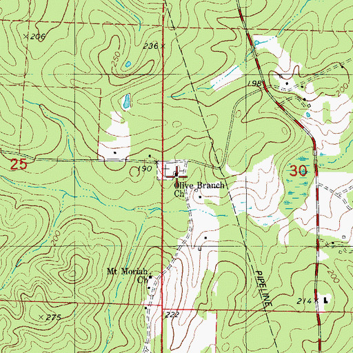 Topographic Map of Olive Branch United Methodist Church, AR