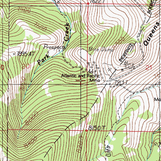 Topographic Map of Atlantic and Pacific Mine, MT
