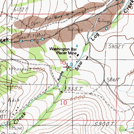 Topographic Map of Aurora Creek, MT