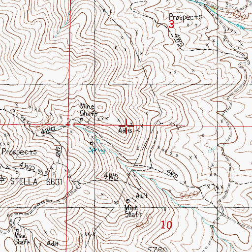 Topographic Map of Aurora Mine, MT