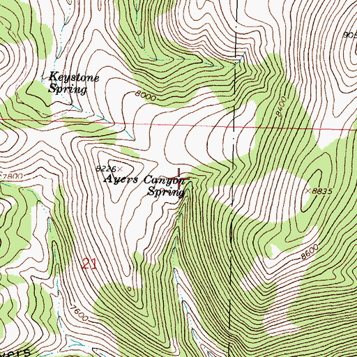 Topographic Map of Ayers Canyon Spring, MT