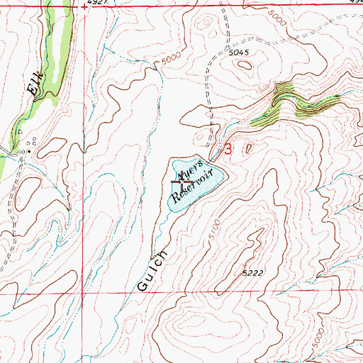 Topographic Map of Ayers Reservoir, MT