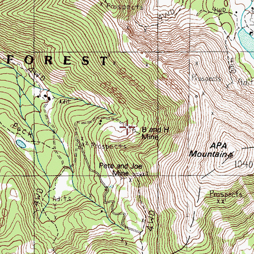 Topographic Map of B and H Mine, MT