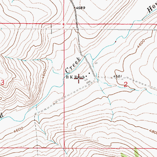 Topographic Map of B K Ranch, MT
