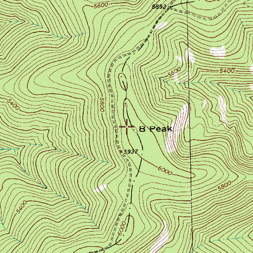 Topographic Map of B Peak, MT