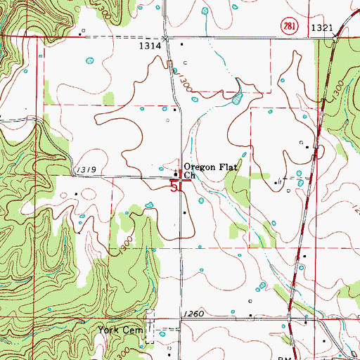 Topographic Map of Oregon Flat Baptist Church, AR