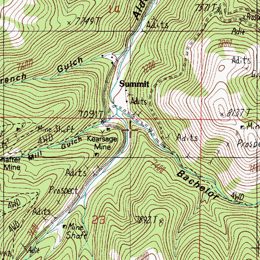 Topographic Map of Bachelor Gulch, MT