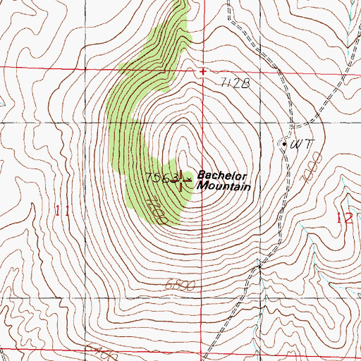 Topographic Map of Bachelor Mountan, MT