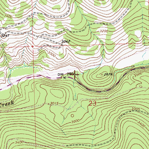 Topographic Map of Backus Creek, MT