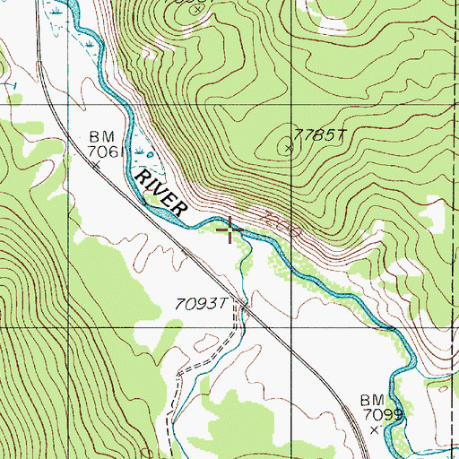 Topographic Map of Bacon Rind Creek, MT