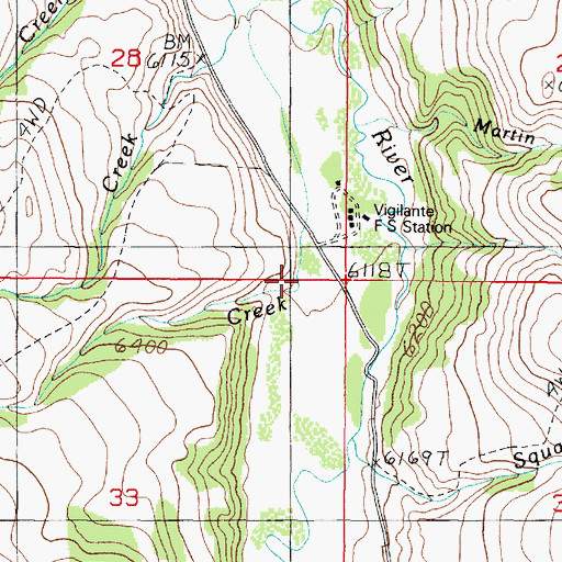 Topographic Map of Badger Creek, MT
