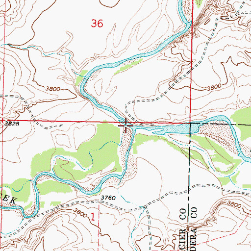 Topographic Map of Badger Creek, MT